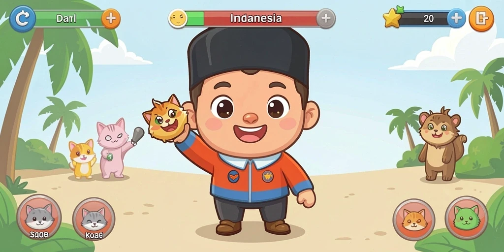 Pengaturan latar belakang yang indah dan detail.